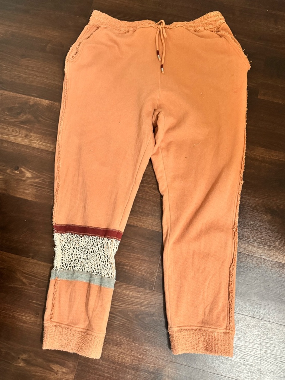 FP Movement by Free People Peach Track Joggers with Knit and Stripe Detail